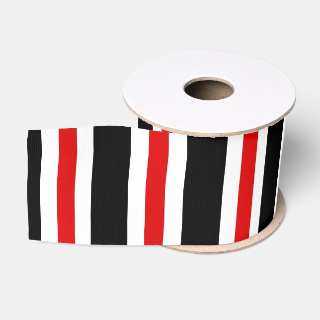 CHIC RIBBON_HOLIDAY 07 BLACK/12 RED STRIPES GROSGRAIN RIBBON (Spool)