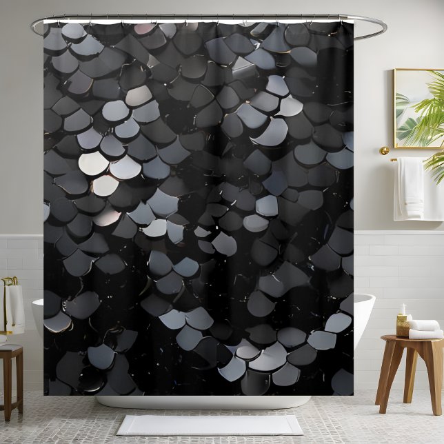 Chic rideau de douche à motif noir (Créateur téléchargé)