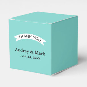 Chic Robin Egg Blue Thank You Monogram Wedding Favor Box