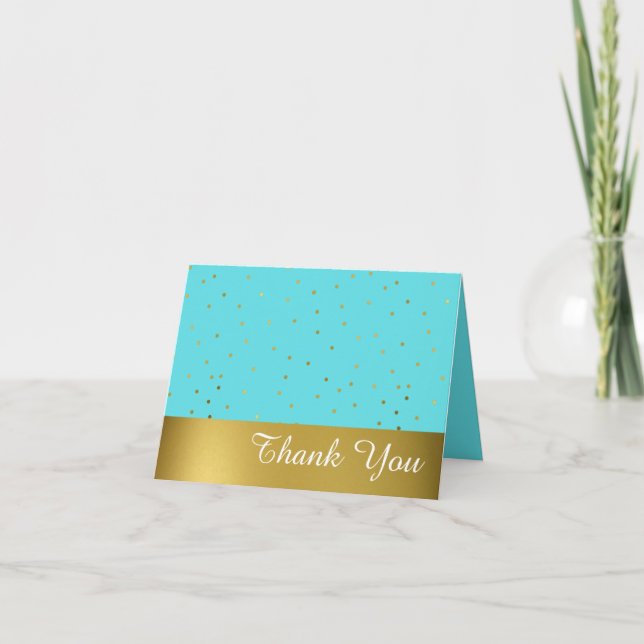 Chic Robins Oeuf Bleu et Gold Merci Carte de note (Devant)