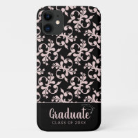 Chic Rococo Pink Black Ornament Graduate 