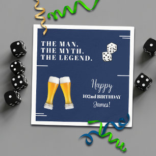 Chic Rolling Dices Pints 102nd Birthday Napkin