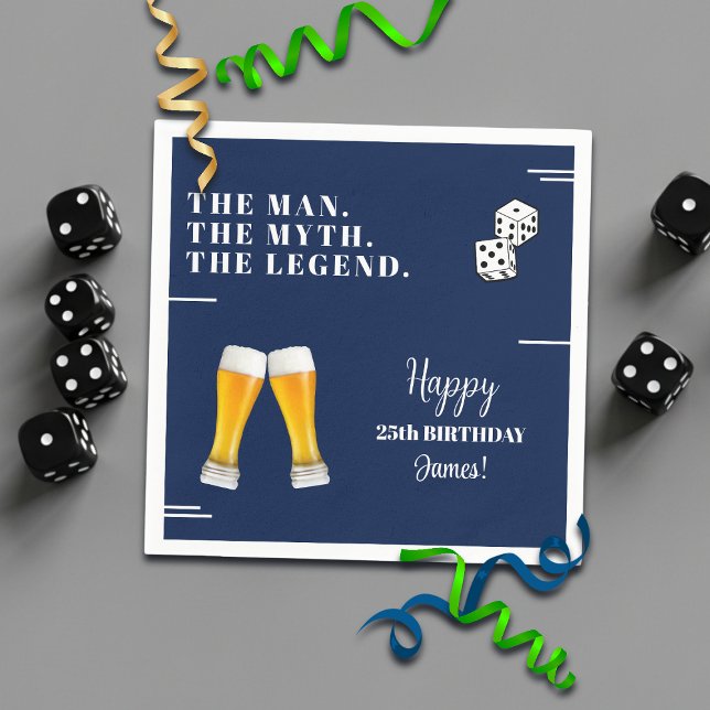 Chic Rolling Dices Pints 25th Birthday Napkin (Creator Uploaded)