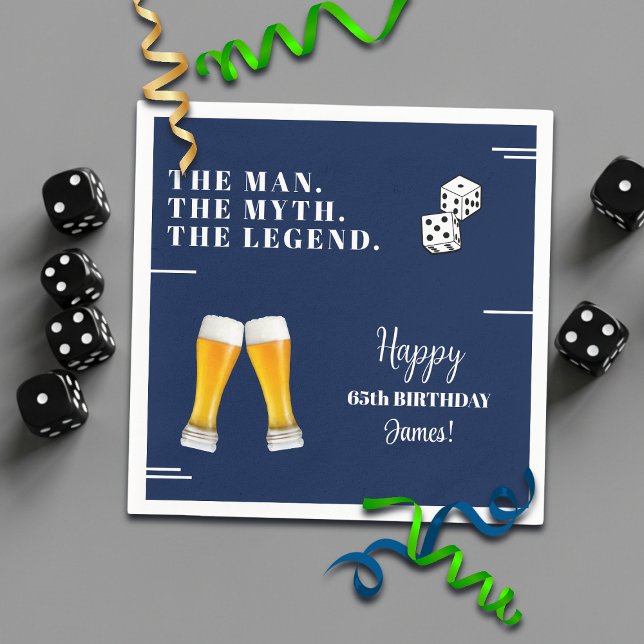Chic Rolling Dices Pints 65th Birthday Napkin (Creator Uploaded)