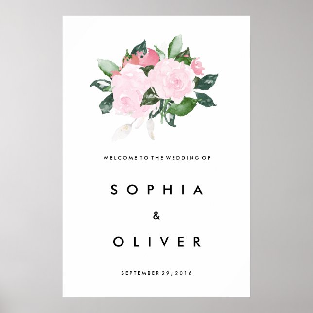 Chic Romance Grande Affiche de bienvenue Mariage (Devant)