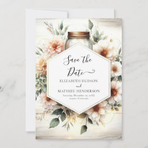 Chic Romance Mason Jar Wedding Save The Date