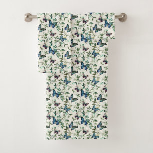 Chic Romantic Blue Butterflies Bridal Shower Bath Towel Set