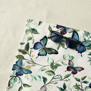 Chic Romantic Blue Butterflies Bridal Shower Beach Towel