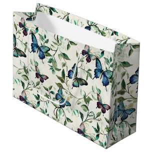Chic Romantic Blue Butterflies Bridal Shower Large Gift Bag