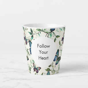 Chic Romantic Blue Butterflies Latte Mug