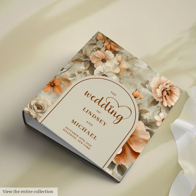 Chic Romantic Boho Rusty Ivory Sage Floral Wedding Binder (Romantic Boho Rusty Ivory Sage Floral Wedding Ring Binder

)