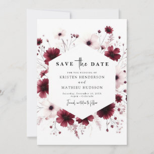 Chic Romantic Burgundy Wedding Save The Date