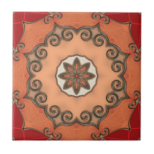 Chic Romantic Floral Geometric Design Tile