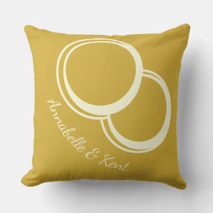CHIC ROMANTIC GOLD CREAM RINGS INTERTWINED CUSTOM THROW PILLOW