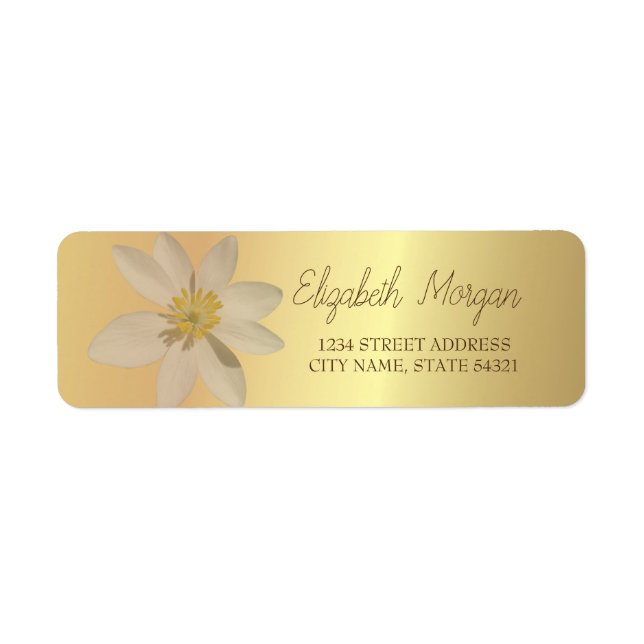 Chic Romantic White Daisy Gold  Address Label (Front)