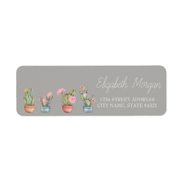 Chic Romantique Cactus Succulents Gris (Devant)