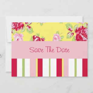 Chic Rose And Stripes Save The Date