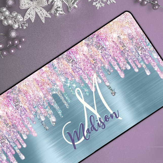 Chic rose aqua licorne à goutte monogramme parties (Créateur téléchargé)