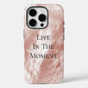 Chic Rose Blush Pink Snake Animal Print iPhone 16 Pro Case