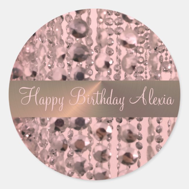 Chic Rose Blush Stringed Beads            Classic Round Sticker (Front)