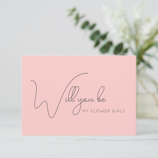 Chic Rose Calligraphy Flower Girl Proposal Card (Standing Front)