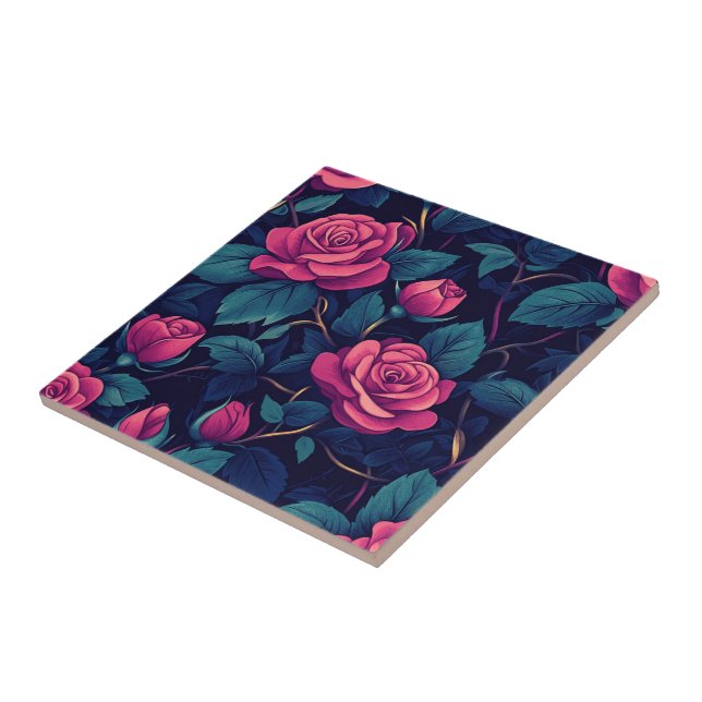 Chic Rose Ceramic Tiles  For Rustic Kitchen (Side)