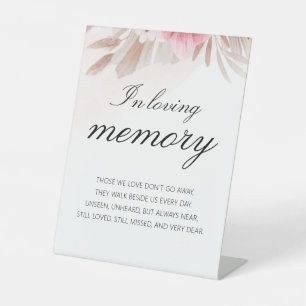 Chic Rose Champagne Memorial Wedding  Pedestal Sign