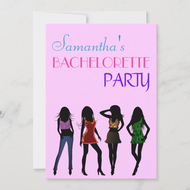 Chic Rose Fashion Girls Bachelorette Invitations (Devant)