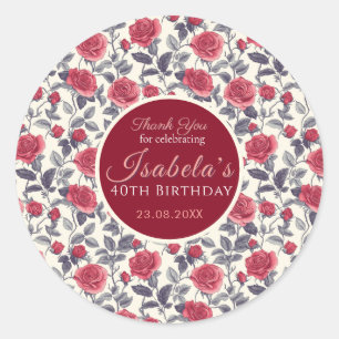 Chic Rose Floral Mom’S Birthday Classic Round Sticker