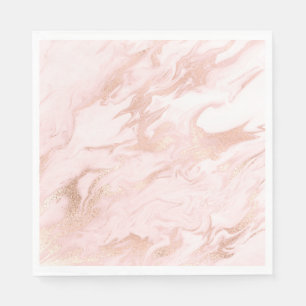 Chic Rose Gold and Blush Marbled Paper Napkins