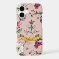 Chic Rose Gold, Black & Gold Queen Bee & Crown