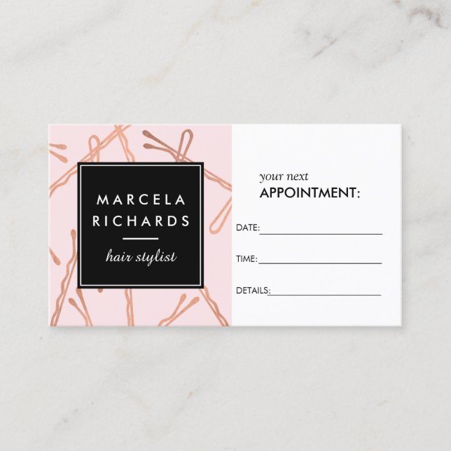 Chic Rose Gold Bobby Pins on Pink Appointment (Front)