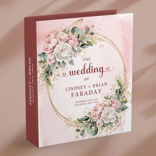 Chic Rose Gold Boho Wedding Ring Binder (Chic Rose Gold Boho Wedding Ring Binder)