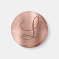 Chic Rose Gold Brushed Metal Monogram Initial