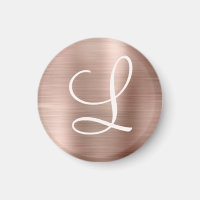 Chic Rose Gold Brushed Metal Pink Monogram