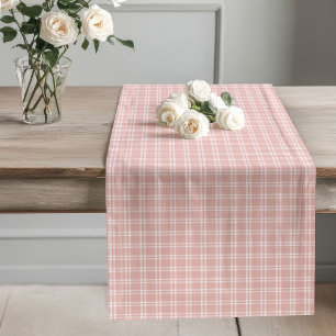 Chic Rose Gold Check Table Runner for Dining