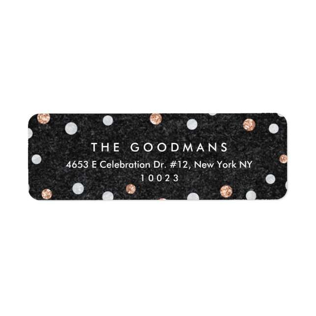 Chic Rose Gold Confetti Dots Retourner Adresse Éti (Devant)