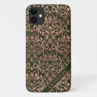 Chic Rose Gold Damask Personalized Name