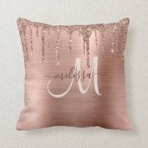 Chic Rose Gold Dripping Glitter Brushed Metal Glam