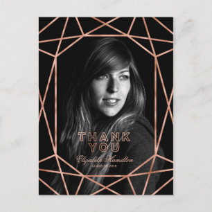 Chic Rose Gold Foil Graduation Thank You Photo Postcard