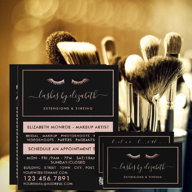 Chic Rose Gold Foil Lashes Beauty Makeup Artist Flyer (Creator Uploaded)