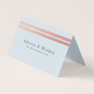 Chic Rose Gold Foil Stripes Blue Advice Cards