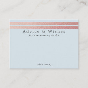 Chic Rose Gold Foil Stripes Blue Advice Cards