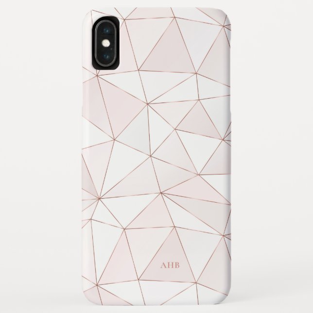 Chic Rose Gold Geometric Abstract Pattern Monogram Case-Mate iPhone Case (Back)