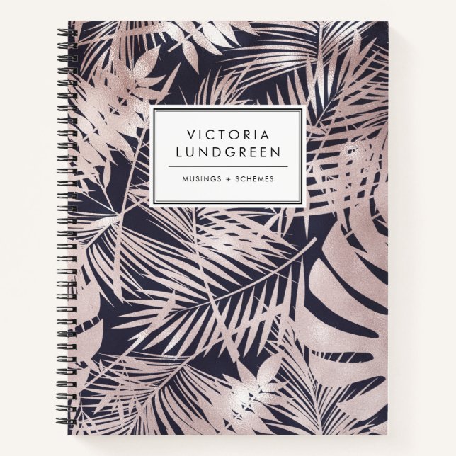 Chic Rose Gold Geometric Abstract Pattern Notebook (Front)