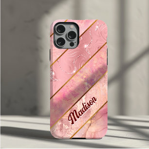 Chic rose gold girly elegant geometric iPhone 15 case