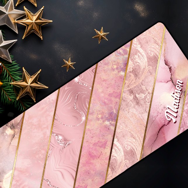 Chic rose gold girly elegant geometric desk mat (Creator Uploaded)