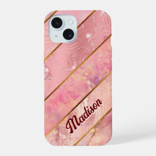Chic rose gold girly elegant geometric iPhone 15 case