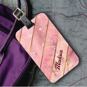 Chic rose gold girly elegant geometric luggage tag