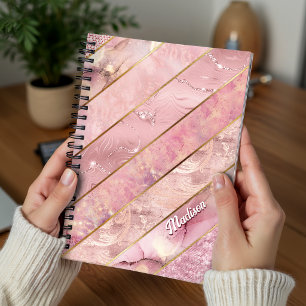 Chic rose gold girly elegant geometric sketchbook notebook